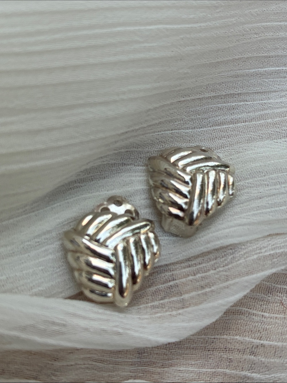 925 Sterling Silver Tone Leaf-Pattern Clip Earrings - Women